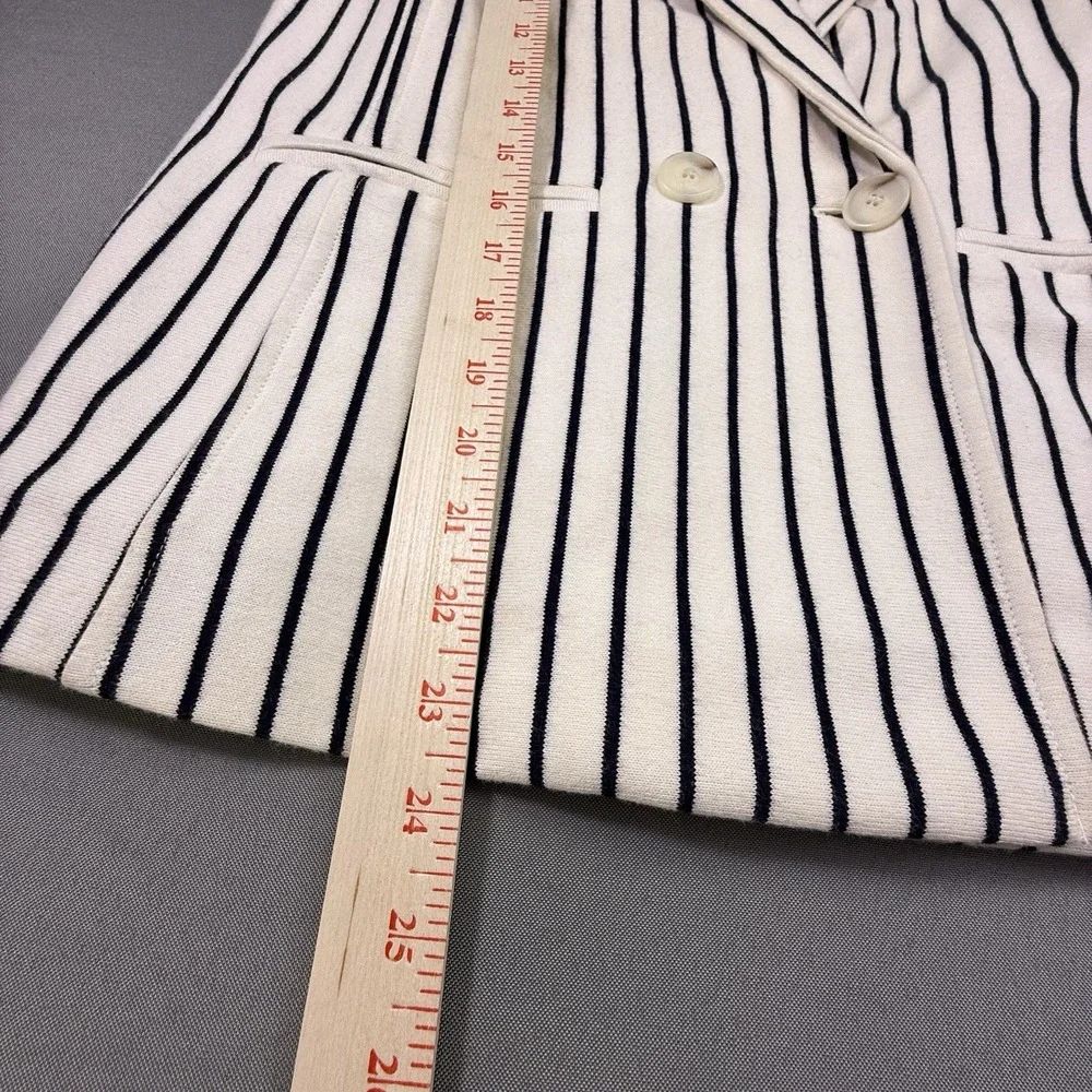 Talbots OP White‎ Black Striped Cotton Knit Jacket Long Sleeve Buttons